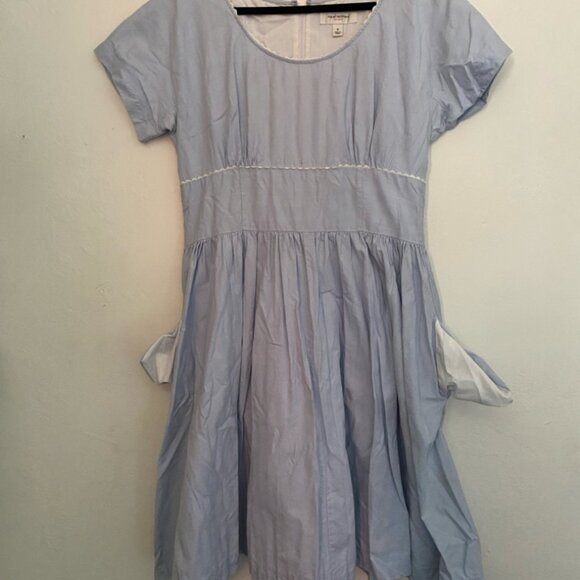 Retro 1950’s Style Issac Mizrahi Light Blue Cotton Dress with pickets Size 14 - Picture 1 of 6